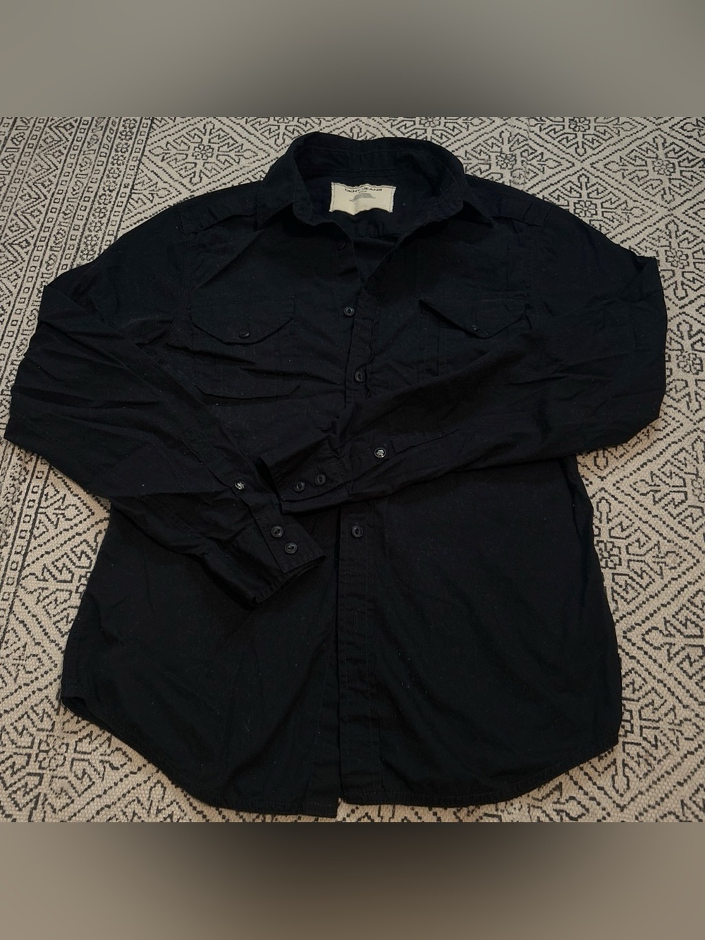 DKNY Black Casual Long-Sleeve Button-Down Shirt
